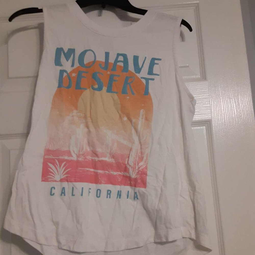 Women's Time and Tru "Mojave Dessert" White Tank Top